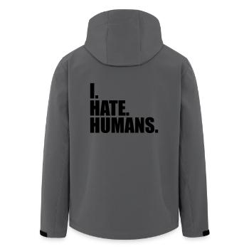 cool logo humans text sticker fuck you fuck off - Men’s Recycled Softshell Jacket by Stanley/Stella - anthracite - Back - AI Model Male 185 light (185cm)