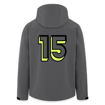 15. 15 YEARS. 15th ANNIVERSARY. BIRTHDAY 15 YEARS. - Men’s Recycled Softshell Jacket by Stanley/Stella - anthracite - Back - AI Model Male 185 light (185cm)