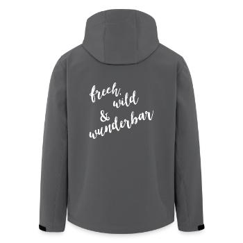 Frech, wild & wunderbar - Recycelte Männer Softshell-Jacke von Stanley/Stella - Anthrazit - Hinten - AI Model Male 185 light (185cm)