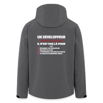 Ein schriftlicher Entwickler von The Gift Code - Recycelte Männer Softshell-Jacke von Stanley/Stella - Anthrazit - Hinten - AI Model Male 185 light (185cm)