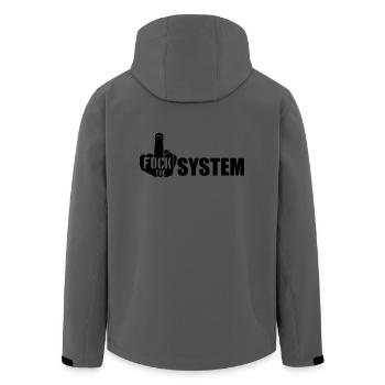 logo hand mittelfinger cool text rebellisch fuck t - Recycelte Männer Softshell-Jacke von Stanley/Stella - Anthrazit - Hinten - AI Model Male 185 light (185cm)