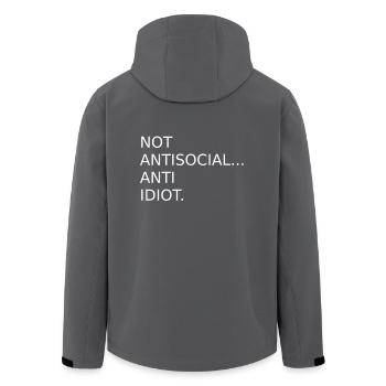 Nicht Antisozial Anti Idiot | Spruch | Lustig - Recycelte Männer Softshell-Jacke von Stanley/Stella - Anthrazit - Hinten - AI Model Male 185 light (185cm)