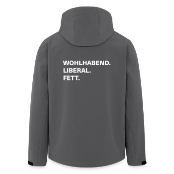 wohlhabend liberal fett - Recycelte Männer Softshell-Jacke von Stanley/Stella - Anthrazit - Hinten - AI Model Male 185 light (185cm)