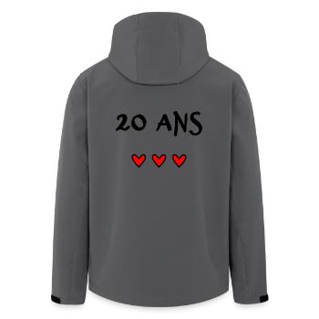 20 ANS. 20e ANNIVERSAIRE. ANNIVERSAIRE 20 ANS - Veste softshell homme en polyester recyclé Stanley/Stella - charbon - Dos - AI Model Male 185 light (185cm)