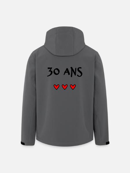 30 ANS. 30e ANNIVERSAIRE. ANNIVERSAIRE 30 ANS. 30 - Veste softshell homme en polyester recyclé Stanley/Stella - charbon