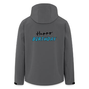 JAHRESTAG. ALLES GUTE ZUM GEBURTSTAG!. ALLES GUTE ZUM GEBURTSTAG!. - Recycelte Männer Softshell-Jacke von Stanley/Stella - Anthrazit - Hinten - AI Model Male 185 light (185cm)