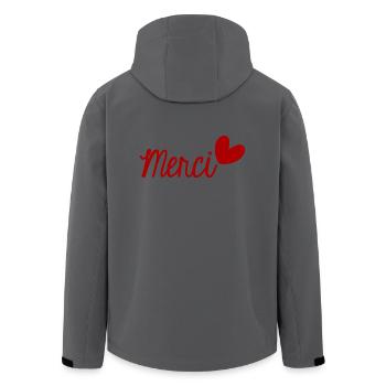 MERCI. THANKS. THANK YOU. ANNIVERSAIRE. NAISSANCE. - Veste softshell homme en polyester recyclé Stanley/Stella - charbon - Dos - AI Model Male 185 light (185cm)