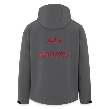 ICH HABE GERADE GEHEIRATET. Junggesellinnenabschied. HEILIGER VALENTINSTAG. PAAR. HERZ - Recycelte Männer Softshell-Jacke von Stanley/Stella - Anthrazit - Hinten - AI Model Male 185 light (185cm)