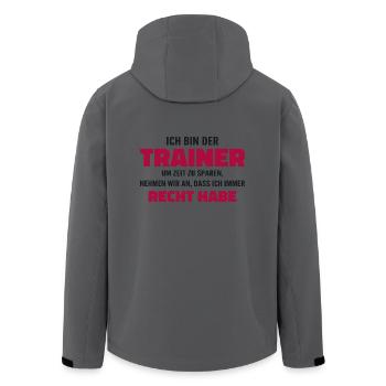 Ich bin der Trainer Ich habe Recht - Sprüche Sport - Recycelte Männer Softshell-Jacke von Stanley/Stella - Anthrazit - Hinten - AI Model Male 185 light (185cm)