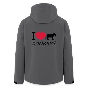 texte j'aime amour coeur âne cheval poney petit paquet - Veste softshell homme en polyester recyclé Stanley/Stella - charbon - Dos - AI Model Male 185 light (185cm)