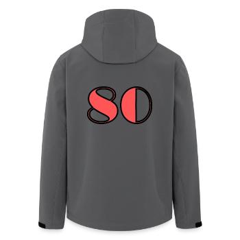 80 YEARS. 80TH ANNIVERSARY. BIRTHDAY 80 YEARS. 80 - Men’s Recycled Softshell Jacket by Stanley/Stella - anthracite - Back - AI Model Male 185 light (185cm)