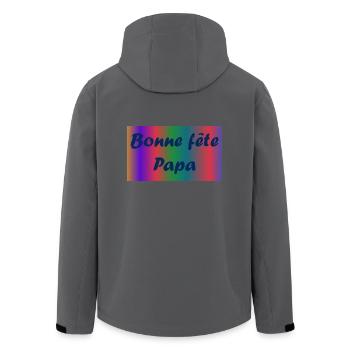 FÊTE DES PÈRES. BONNE FÊTE PAPA. PAPA. BONNE FÊTE - Veste softshell homme en polyester recyclé Stanley/Stella - charbon - Dos - AI Model Male 185 light (185cm)