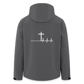 Herzlinie Herzfrequenz Herzschlag Jesus Kreuz - Recycelte Männer Softshell-Jacke von Stanley/Stella - Anthrazit - Hinten - AI Model Male 185 light (185cm)