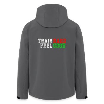 Train Hard Feel Good - Recycelte Männer Softshell-Jacke von Stanley/Stella - Anthrazit - Hinten - AI Model Male 185 light (185cm)