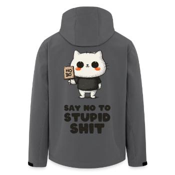 Cuddly cat says no - Men’s Recycled Softshell Jacket by Stanley/Stella - anthracite - Back - AI Model Male 185 light (185cm)