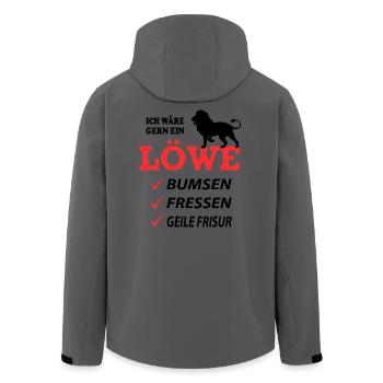 Löwe Geil Fressen Sprüche Lustig Geile Frisur - Recycelte Männer Softshell-Jacke von Stanley/Stella - Anthrazit - Hinten - AI Model Male 185 light (185cm)