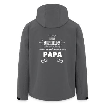 Superheld - Papa - Recycelte Männer Softshell-Jacke von Stanley/Stella - Anthrazit - Hinten - AI Model Male 185 light (185cm)