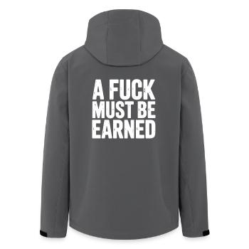 A Fuck Must Be Earned Statement - Recycelte Männer Softshell-Jacke von Stanley/Stella - Anthrazit - Hinten - AI Model Male 185 light (185cm)