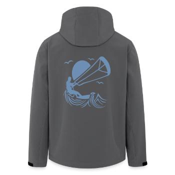 Kitesurfer in Aktion Silhouette - Recycelte Männer Softshell-Jacke von Stanley/Stella - Anthrazit - Hinten - AI Model Male 185 light (185cm)