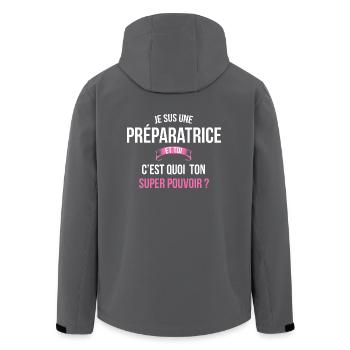 Préparatrice super pouvoir femme - Veste softshell homme en polyester recyclé Stanley/Stella - charbon - Dos - AI Model Male 185 light (185cm)