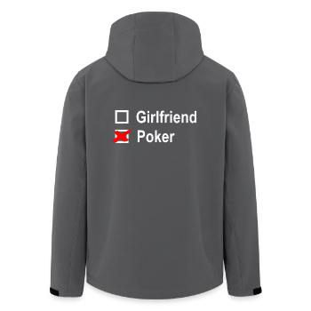 Girlfriend or Poker - Drôle de motif de poker T-shirt - Veste softshell homme en polyester recyclé Stanley/Stella - charbon - Dos - AI Model Male 185 light (185cm)