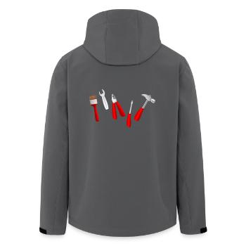 werkzeug tools pinsel hammer schraubenzieher zange - Recycelte Männer Softshell-Jacke von Stanley/Stella - Anthrazit - Hinten - AI Model Male 185 light (185cm)