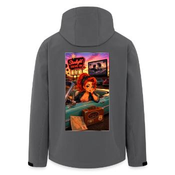 Ginger Pin-up Drive-In Retro-Auto 50s – Kek-Ina - Recycelte Männer Softshell-Jacke von Stanley/Stella - Anthrazit - Hinten - AI Model Male 185 light (185cm)