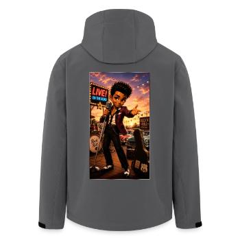 Bobby Singer Rock'n'Roll-Konzert 50er Jahre – Kek-Ina - Recycelte Männer Softshell-Jacke von Stanley/Stella - Anthrazit - Hinten - AI Model Male 185 light (185cm)