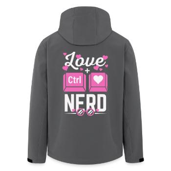 Liebe Nerd CTRL - Herz - Recycelte Männer Softshell-Jacke von Stanley/Stella - Anthrazit - Hinten - AI Model Male 185 light (185cm)
