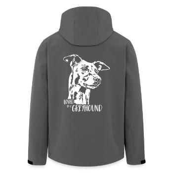 Loved by a GREYHOUND Hundespruch Windhund Wilsigns - Recycelte Männer Softshell-Jacke von Stanley/Stella - Anthrazit - Hinten - AI Model Male 185 light (185cm)
