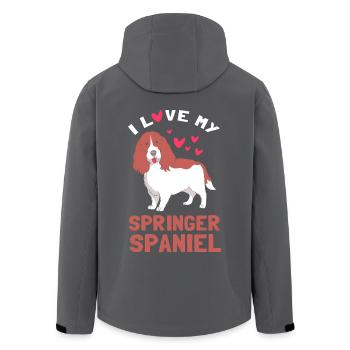 Springer Spaniel Hund - Recycelte Männer Softshell-Jacke von Stanley/Stella - Anthrazit - Hinten - AI Model Male 185 light (185cm)