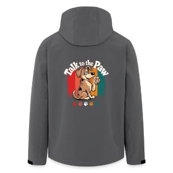 Hund Retro Pfote Pfotenabdruck Cartoon Lustig Wau - Recycelte Männer Softshell-Jacke von Stanley/Stella - Anthrazit - Hinten - AI Model Male 185 light (185cm)