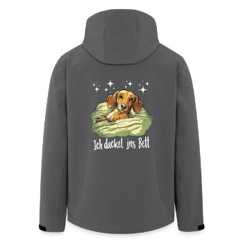 Dackel Hund Schlafoutfit Dackelfreund Bett Lustig - Recycelte Männer Softshell-Jacke von Stanley/Stella - Anthrazit - Hinten - AI Model Male 185 light (185cm)