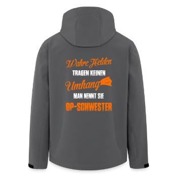 Krankenschwester Shirt: Wahre Helden OP Schwester - Recycelte Männer Softshell-Jacke von Stanley/Stella - Anthrazit - Hinten - AI Model Male 185 light (185cm)