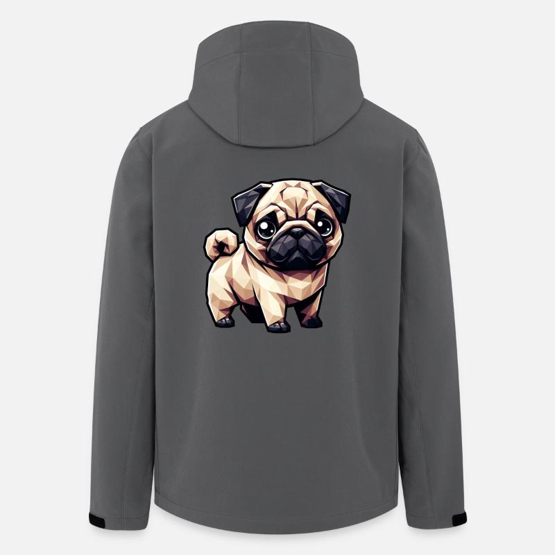 Chien Carlin Polygone Design géométrique - Veste softshell homme en polyester recyclé Stanley/Stella - charbon