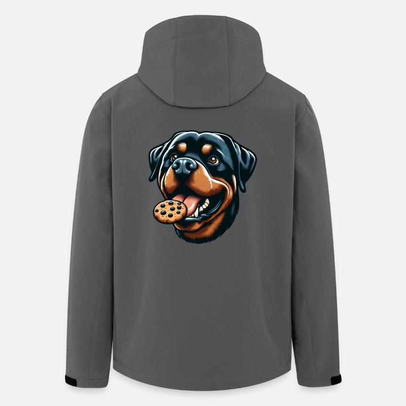 Rottweiler avec hamburger et biscuit - Veste softshell homme en polyester recyclé Stanley/Stella - charbon