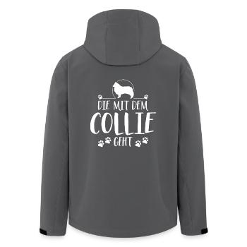 DIE MIT COLLIE Langhaar GEHT Hundespruch Wilsigns - Recycelte Männer Softshell-Jacke von Stanley/Stella - Anthrazit - Hinten - AI Model Male 185 light (185cm)