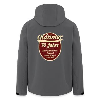 70 Jahre - Siebzigster Geburtstag - Recycelte Männer Softshell-Jacke von Stanley/Stella - Anthrazit - Hinten - AI Model Male 185 light (185cm)