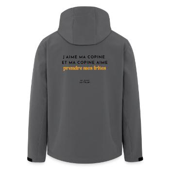 J'aime ma copine et ma copine aime mes frites - Veste softshell homme en polyester recyclé Stanley/Stella - charbon - Dos - AI Model Male 185 light (185cm)