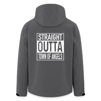 Straight OUTTA Town of Angels - Recycelte Männer Softshell-Jacke von Stanley/Stella - Anthrazit - Hinten - AI Model Male 185 light (185cm)