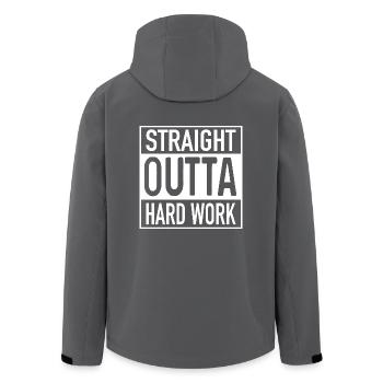 Straight OUTTA Hard Work - Recycelte Männer Softshell-Jacke von Stanley/Stella - Anthrazit - Hinten - AI Model Male 185 light (185cm)