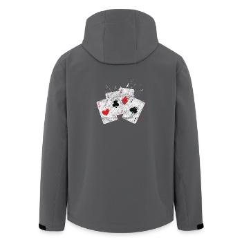 Poker Karten pokern Zocken Kartenspiel Glücksspiel - Recycelte Männer Softshell-Jacke von Stanley/Stella - Anthrazit - Hinten - AI Model Male 185 light (185cm)