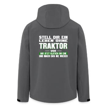 Landwirt - Leben ohne Traktor - Recycelte Männer Softshell-Jacke von Stanley/Stella - Anthrazit - Hinten - AI Model Male 185 light (185cm)