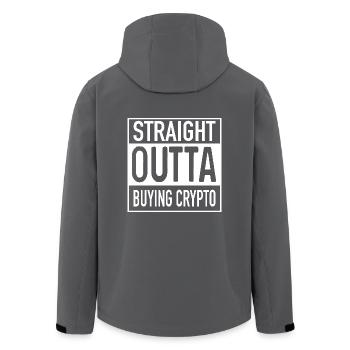 Straight OUTTA BUYING CRYPTO - Recycelte Männer Softshell-Jacke von Stanley/Stella - Anthrazit - Hinten - AI Model Male 185 light (185cm)