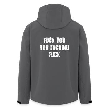 fuck you you fucking scheiß drauf verdammt vulgär - Recycelte Männer Softshell-Jacke von Stanley/Stella - Anthrazit - Hinten - AI Model Male 185 light (185cm)