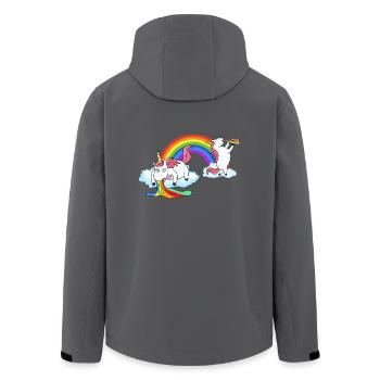 Einhorn beim Kotzen Saufen - Recycelte Männer Softshell-Jacke von Stanley/Stella - Anthrazit - Hinten - AI Model Male 185 light (185cm)