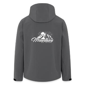 Mountains Are Calling Mountain Berg Bergsteiger - Recycelte Männer Softshell-Jacke von Stanley/Stella - Anthrazit - Hinten - AI Model Male 185 light (185cm)