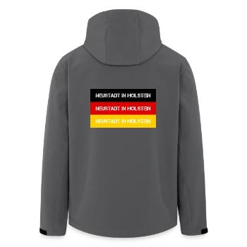 STADT NEUSTADT IN HOLSTEIN, DEUTSCHLAND - Recycelte Männer Softshell-Jacke von Stanley/Stella - Anthrazit - Hinten - AI Model Male 185 light (185cm)