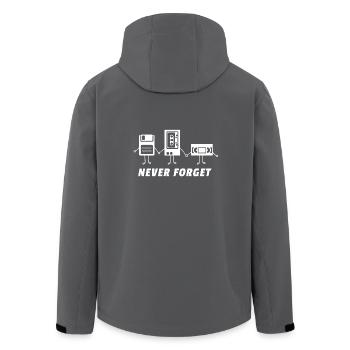 Never forget Kassette Kassetterekorder Disketten - Recycelte Männer Softshell-Jacke von Stanley/Stella - Anthrazit - Hinten - AI Model Male 185 light (185cm)