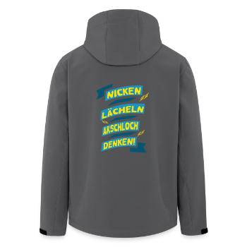 Nicken Lächeln A....loch Denken!!! - Recycelte Männer Softshell-Jacke von Stanley/Stella - Anthrazit - Hinten - AI Model Male 185 light (185cm)